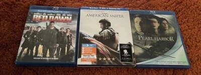 Red Dawn/American Sniper/Pearl Harbor Blu Ray Dvds With Case Foto 1 de 4