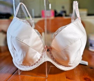 Lipsey Beatrice Satin Bra 30HH, New, Nude, Lace Effect, Full Cup, Cameo Bow - Picture 1 of 13