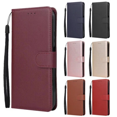 For Xiaomi Redmi 4X 5A Note 9T 7 6 Pro Plain Flip Leather Card Wallet Case Cover - Image 1 of 4