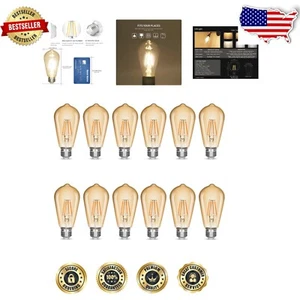 12-Pack of 4W LED Edison Bulbs, Antique Amber Warm 2300K Light for Vintage Style - Picture 1 of 9