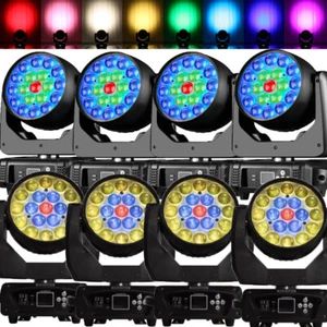 8PCS Zoom 19x15W Moving Head Light RGBW DMX Party Disco Stage Light FlightCase - Picture 1 of 29