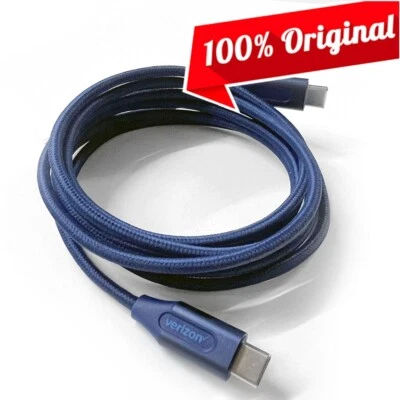 OEM Verizon 6FT Braided Blue USB-C Charge Data Cable for Galaxy iPhone Google - Image 1 of 4