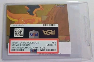 1999 Topps Pokemon ERROR MISCUT Trapped Charizard Foil #51 PSA Couldn't Holder - Picture 1 of 15