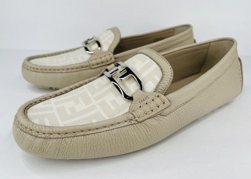 Scarpe Fendi O'Lock FF Jacquard Logo Guida Pelle UK 10 US 11 EU 44