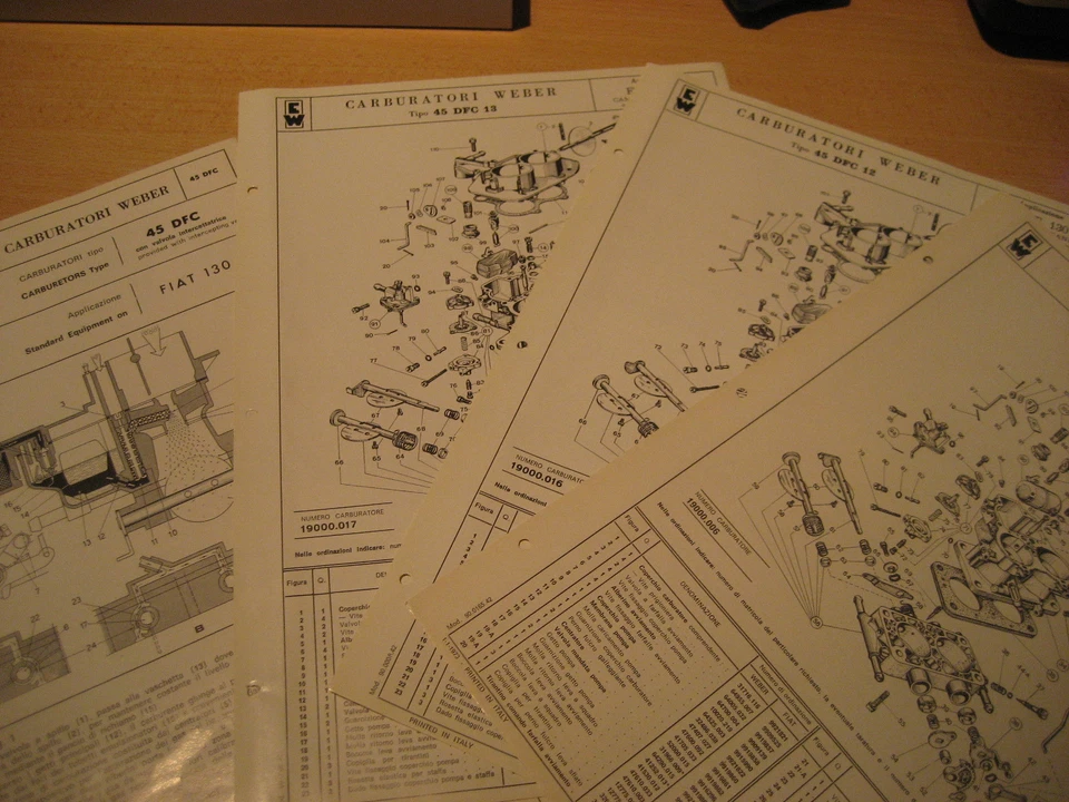 Schemi Carburatore Fiat Tipo 130, Weber 45 DFC, Ricambi e Funzionamento