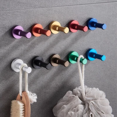 3Pcs Single Hook Hat Coat Clothes Door Bathroom Wall Hook Hanger Colour Aluminum - Image 1 of 4