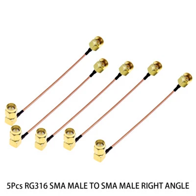 5Pcs SMA male to SMA male Right Angle Lot RF coax Pigtail coaxial cable RG316 - Image 1 of 3
