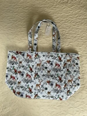 VERA BRADLEY Feliz Travesura Día de la Nieve Navidad Gran Bolso de Mano con Ciervos y Castores Nuevo con Etiquetas Foto 1 de 4