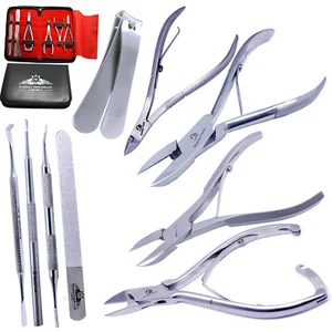 9 Pcs Kit Manicure Pedicure Instruments Podiatry Tools Nail Files Clipper Nipper - Picture 1 of 9