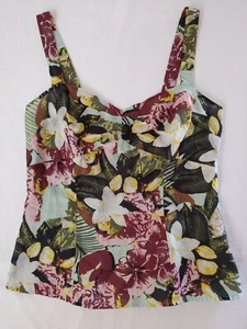 Cabi Sz 8 Convertible Floral Tank Top Sleeveless Cotton Silk Feminine Beachy - Picture 1 of 13