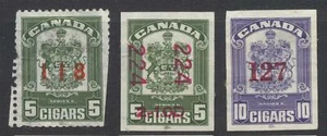 Puros de Canadá 1938 (3 estampillas) paquete de 5 y paquete de 10 (usados) rojo perfecto e imperf cancelar - Imagen 1 de 2