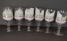 Vintage 1985 Arby's Holly Berry Christmas Glasses Goblets Set of 6
