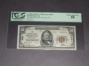 $50 TY2 Brookville Pennsylvania PCGS58 Charter 3051 Serial Number A000109 - Picture 1 of 9