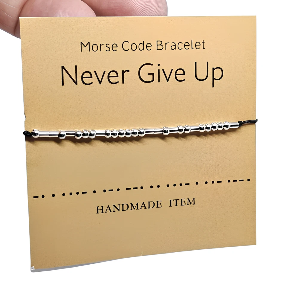 Bracelet code morse n'abandonnez jamais le message d'inspiration secret caché... - Photo 1/4