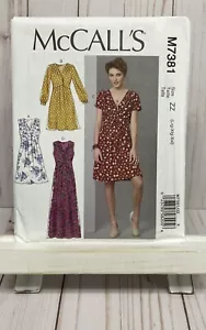 McCall's 7381 Sewing Pattern Dress Surplice Tie Front Pleated 16-26 Plus NEW - Picture 1 of 2