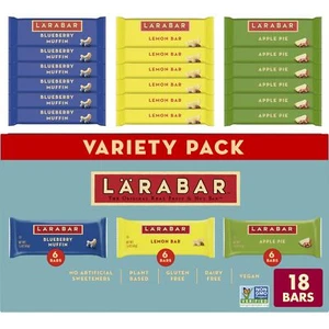 Larabar Variety Pack Blueberry Muffin Lemon Bar Apple Pie Fruit & Nut Bars 18 ct - Picture 1 of 8