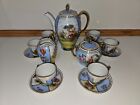 Antique Victoria Czechoslovakia Porcelain Demitasse Tea Set 6 Cups Cream & Sugar