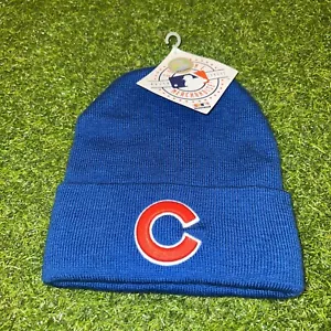 Vintage MLB Chicago Cubs Blue Drew Pearson Cuffed Knit Beanie Blue - Picture 1 of 4