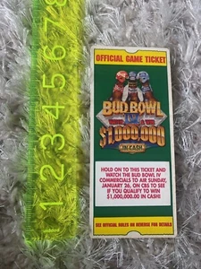 Boleto oficial del juego Bud Bowl de la NFL 1992 - Imagen 1 de 2