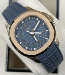 Patek Philippe Aquanaut 5269R-001 38MM Rose Gold Blue Dial Blue Rubber Strap - Picture 1 of 7