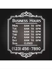 Custom Business Store Hours Sign Decal Sticker 12x18 EXTERIOR Window Door  028