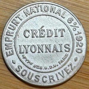 LYONNAIS CREDIT COIN STAMP. 6% BORROW . 1920 NO STAMP. (1275) - Picture 1 of 2