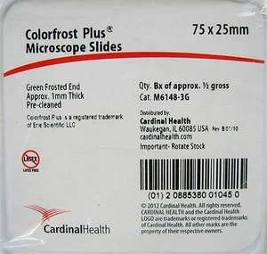 Colorfrost Plus Microscope Slides 75mm x 25mm Green Frosted End - Quantity - - Picture 1 of 1