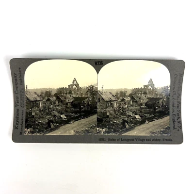 Fotos antiguas de la Primera Guerra Mundial Keystone View Co 19261 ruinas de Longpont Village Abbey Francia Foto 1 de 4