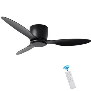 FIRHOT Ceiling Fan 42" 6-Speeds DC-Motor Indoor Flush Mount Black w/ Remote - Picture 1 of 7