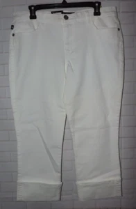 Rock & Republic Capri Kendall Women's 16 White Stretch Denim Cuffed Lo Rise Slim - Picture 1 of 8