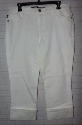 Rock & Republic Capri Kendall Para Mujer 16 Blanco Elastizado Denim Puños Tiro Bajo Delgado Foto 1 de 4