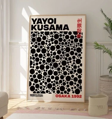 Yayoi Kusama Black Dot Pattern Print, Polka Dot Poster, Minimalist Abstract Art - Image 1 of 4