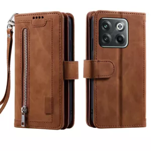 For OnePlus 10T Wallet Case,Leather Zipper Magnetic Flip Card Phone Case - Picture 1 of 26