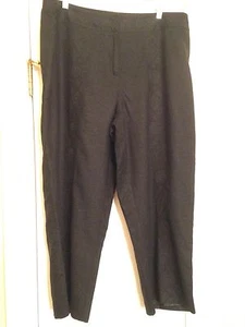 'edward' Black Linen Blend Embroidered Lined Cropped Pants - Size 16 - VGUC - Picture 1 of 3