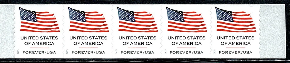 Mint US Strip of 5 Coil Flag Stamp,Scott# 6017 (MNH) - Image 1 of 1