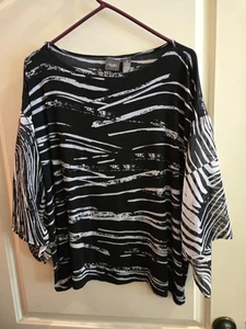 Travelers By Chicos Size 2 Black Blouse - Picture 1 of 7