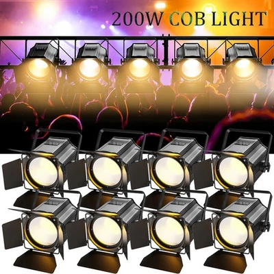 Par Light Dual Color COB 200W Spotlights with Barn Door DJ Stage Lighting DMX512 - Image 1 of 4