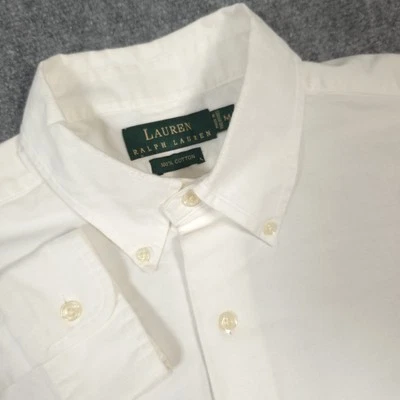 Lauren Ralph Lauren Dress Shirt Mens M (Measures XXL) White  Embroidered Crest - Image 1 of 4