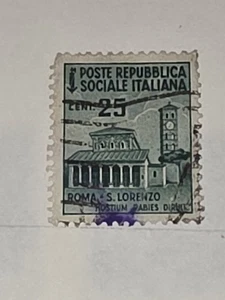 Vintage Italy 25c Stamp Used - #F654 - Picture 1 of 2