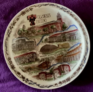 Vintage Vernon Kilns Texas Tech College Multicolor Collector Plate Signed Artist - Picture 1 of 4