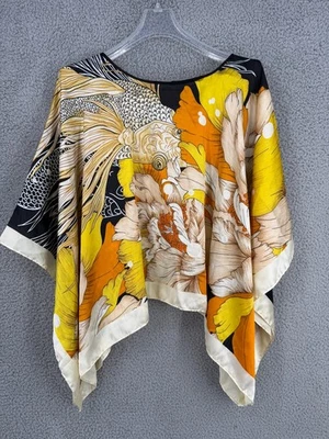 Cachecol xale cachecol peixinho dourado estampa koi xale quadrado 40" poliéster seda - Imagem 1 de 4