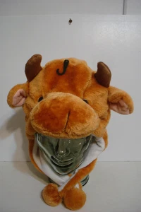 Bull Hat Animal Plush Cap with Ears & Horns - Picture 1 of 23