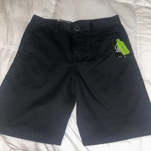 Volcom Youth Frickin Chino Shorts Boys Black Straight Beach NEW Size 26 - Picture 1 of 6