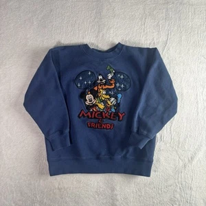 VTG Disney Store Mickey & Friends Blue Pullover Long Sleeve Sweatshirt Kids Med - Picture 1 of 7