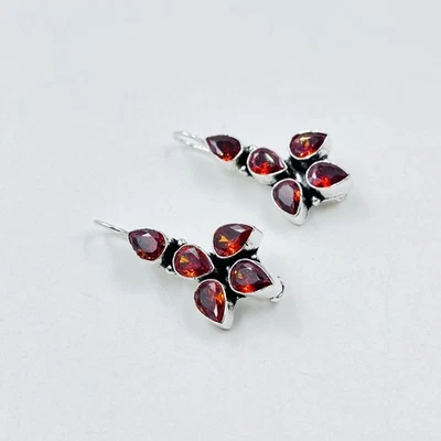 Pendientes colgantes de plata de ley 925 de Mozambique granate piedras preciosas joyería Foto 1 de 4