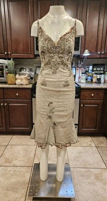 💥IMPRESIONANTE VESTIDO DE CÓCTEL MANDALAY Y2K J. JOYCE Noche Adornado HAZE #A 4 Foto 1 de 4