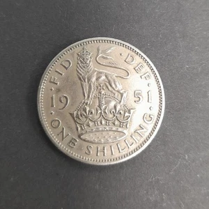 Great Britain One Shilling 1951 Copper-nickel Coin George VI English Crest - Picture 1 of 2