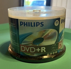 Philips 50 Discs Blank DVD+R Spindle 4.7GB Data 120min Video 16X Speed Music NEW - Picture 1 of 7