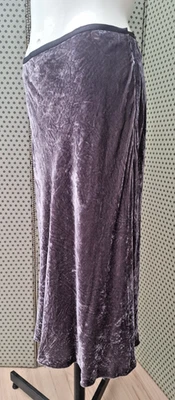 Jaeger Vintage 90'sY2K Crushed Velvet Purple/Grey Skirt UK Size 12-14 Silk Lined - Image 1 of 4