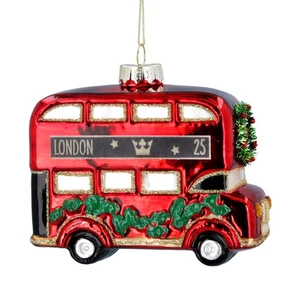 Gisela Graham London Christmas Red Double Decker Bus Ornament Decoration - Picture 1 of 1